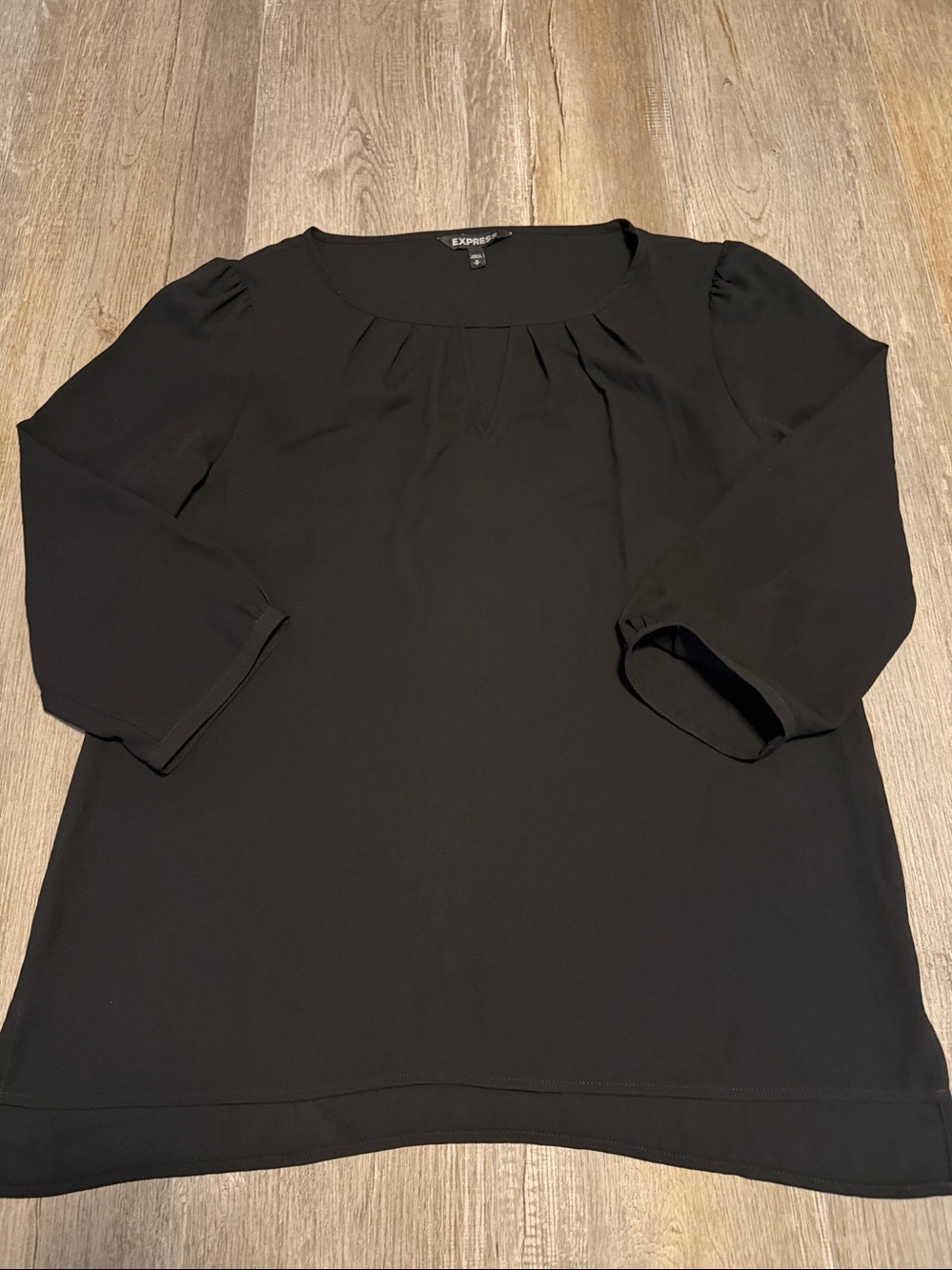 Express Black Pleated Keyhole Tunic